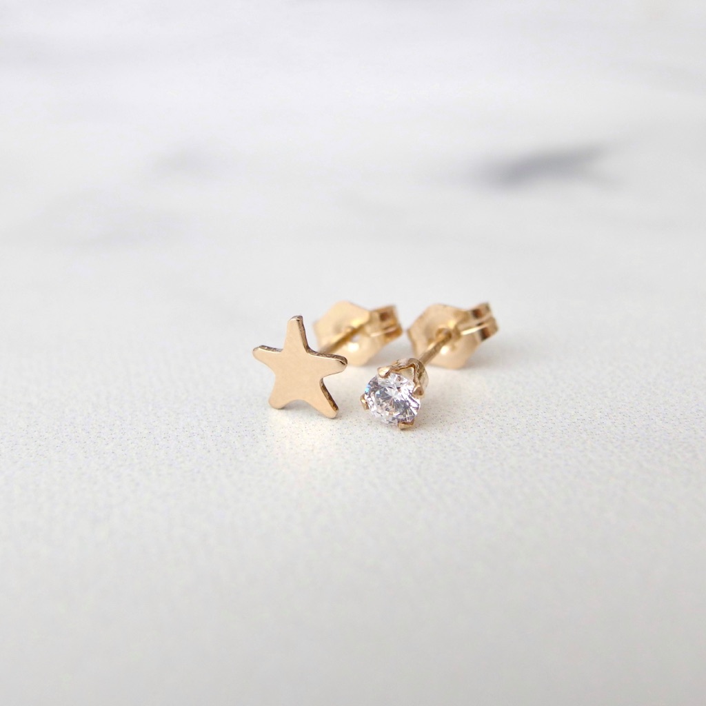 Twinkle Star Stud Earring Set 14k Gf
